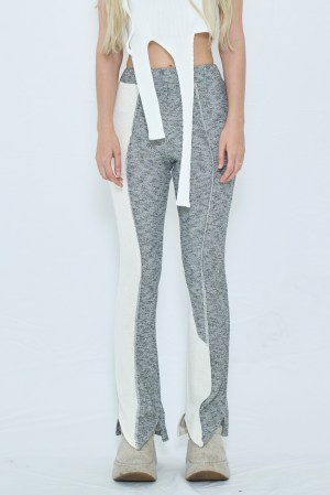 CUTTING KNIT FLARE PANTS / GRAY