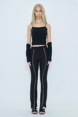 CUTTING KNIT FLARE PANTS / BLACK