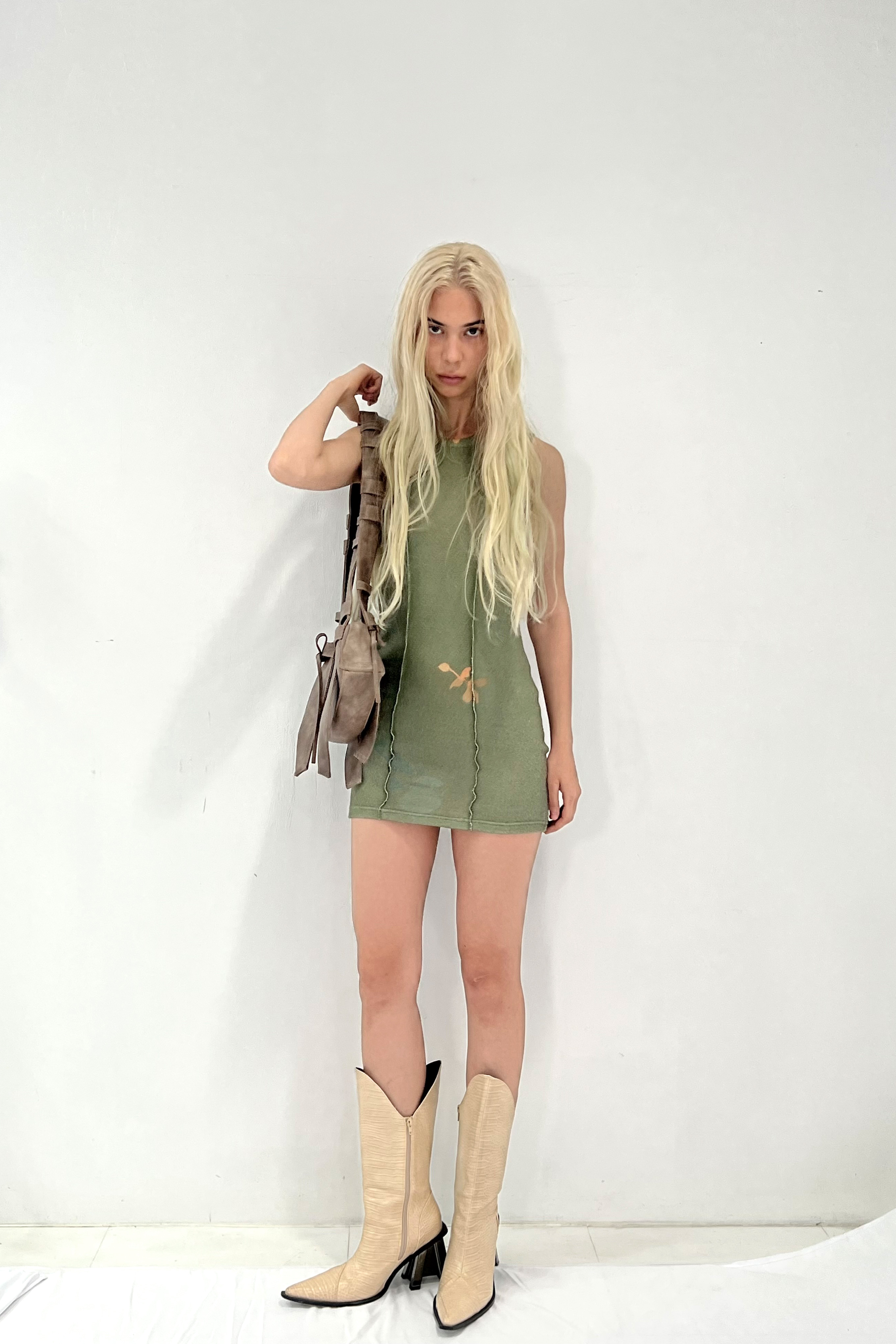 LEAF KNIT DRESS / GREEN