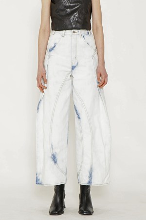 BLEACH WIDE DENIM PANTS / BLUE