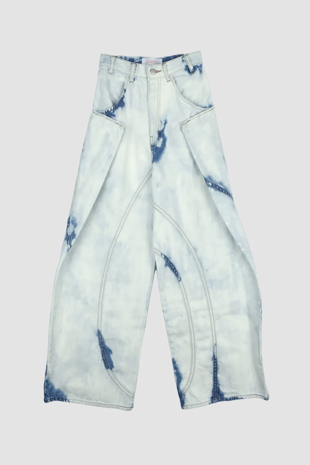 BLEACH WIDE DENIM PANTS BLUE