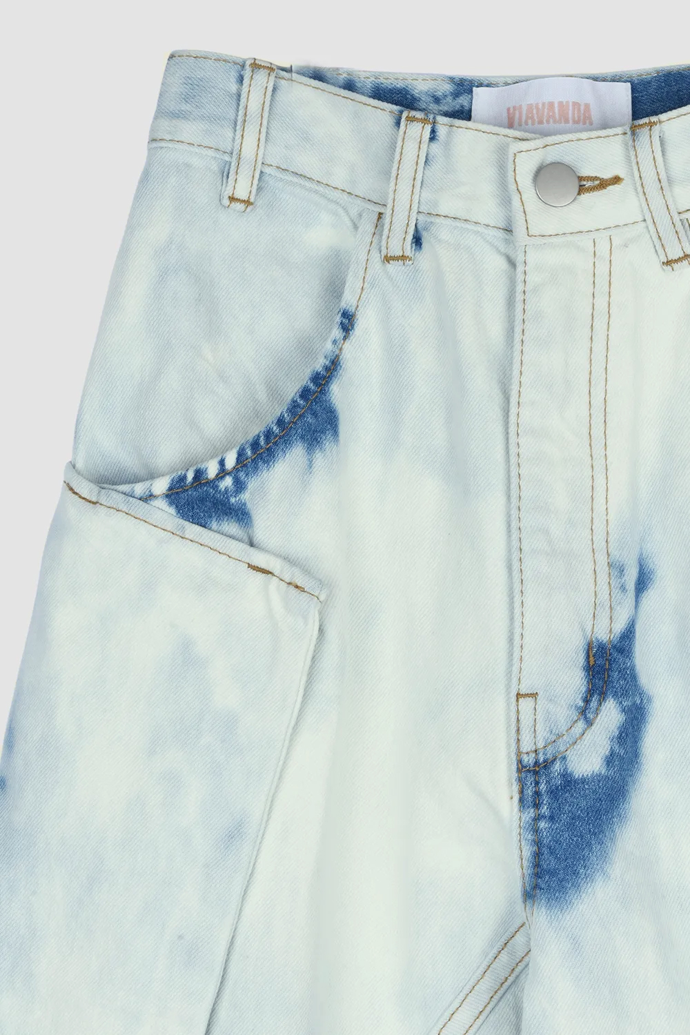 BLEACH WIDE DENIM PANTS / BLUE