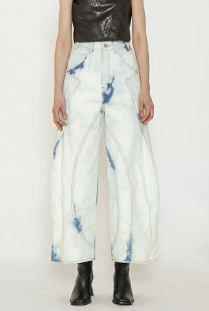 BLEACH WIDE DENIM PANTS / BLUE