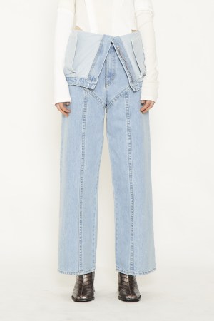 COVERALLS WIDE DENIM PANTS / LIGHT BLUE