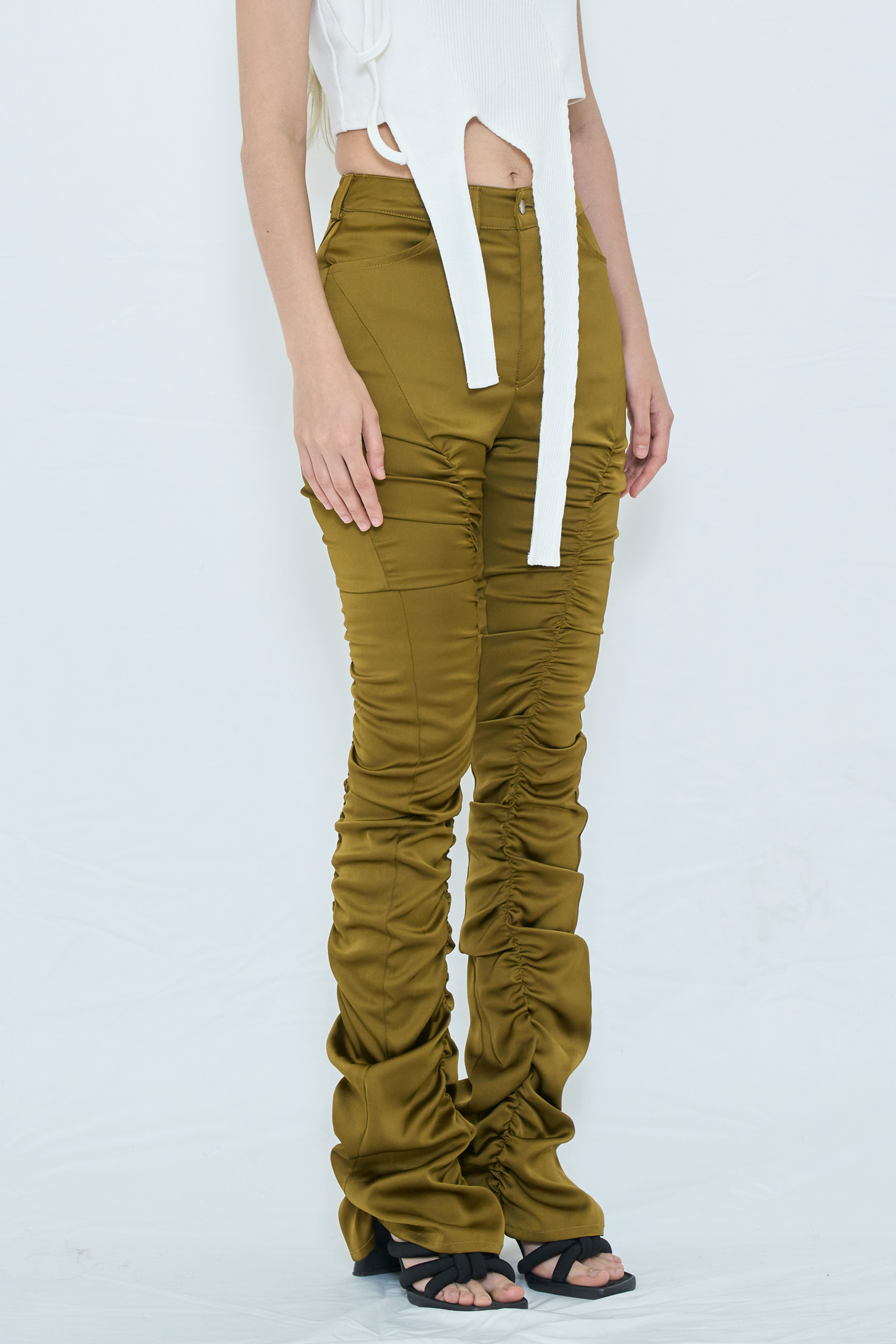 FLARE GATHER PANTS / KHAKI