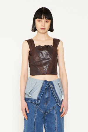 VIA FAKE LEATHER TANK / BROWN
