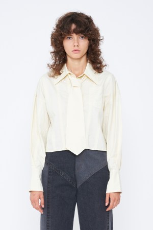 SWITCHING SHORT TIE SHIRT / YELLOW