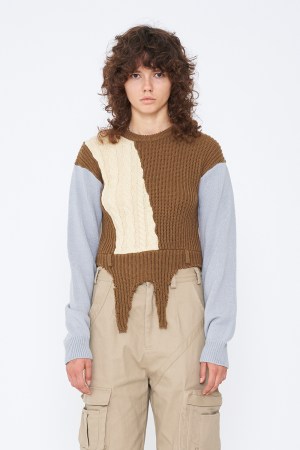 SWITCHING COLOR KNIT / BROWN