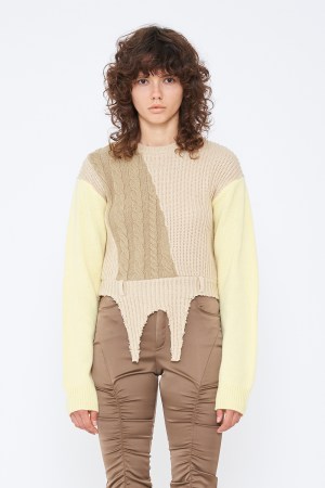 SWITCHING COLOR KNIT / BEIGE