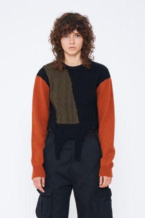 SWITCHING COLOR KNIT / BLACK