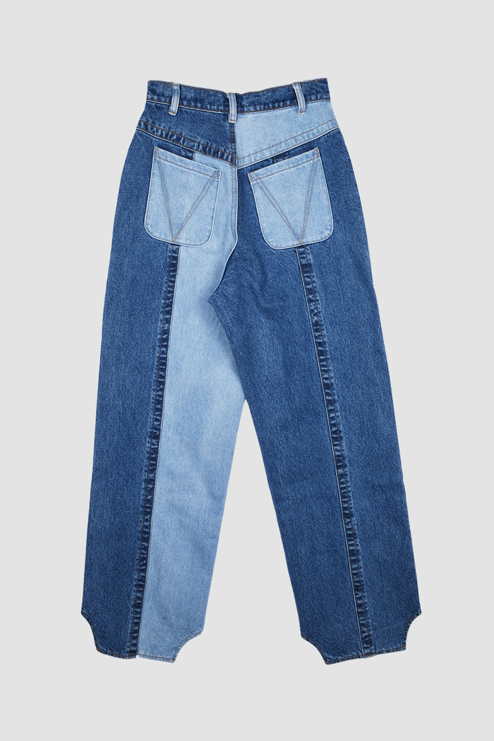 WASHED SWITCHED DENIM PANTS / BLUE