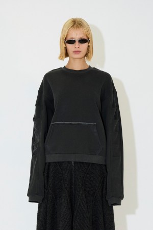 TACK SLEEVE SWEATSHIRT / CHARCOAL