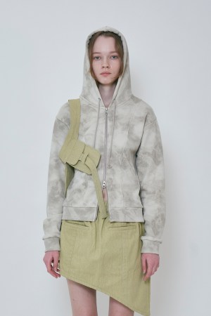 RUST DOUBLE ZIP HOODIE / LIGHT GRAY