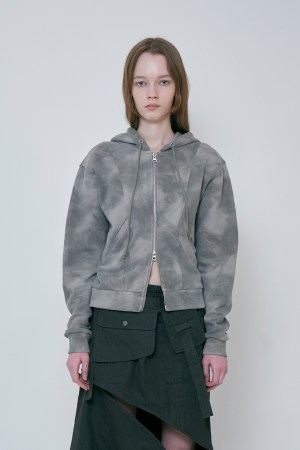 RUST DOUBLE ZIP HOODIE / GRAY