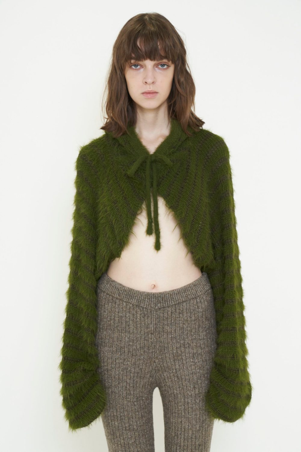 トップス viavanda 2way hoodbd muffler knit 2WAY HOODED MUFFLER KNIT / KHAKI – VIAVANDA