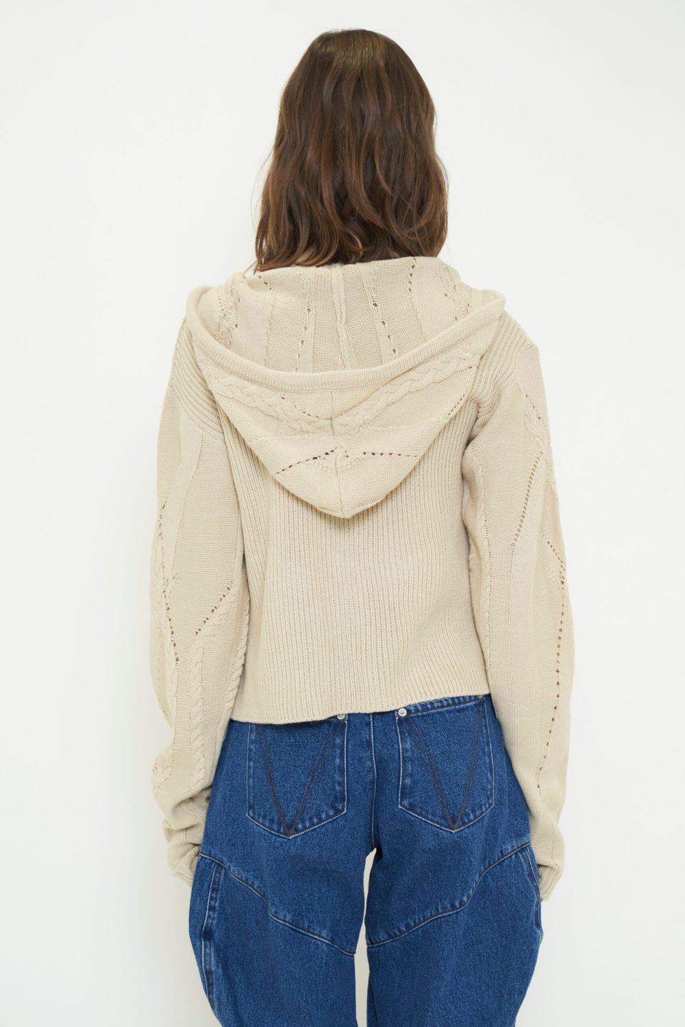 DOUBLE ZIP KNIT HOODIE / IVORY – VIAVANDA