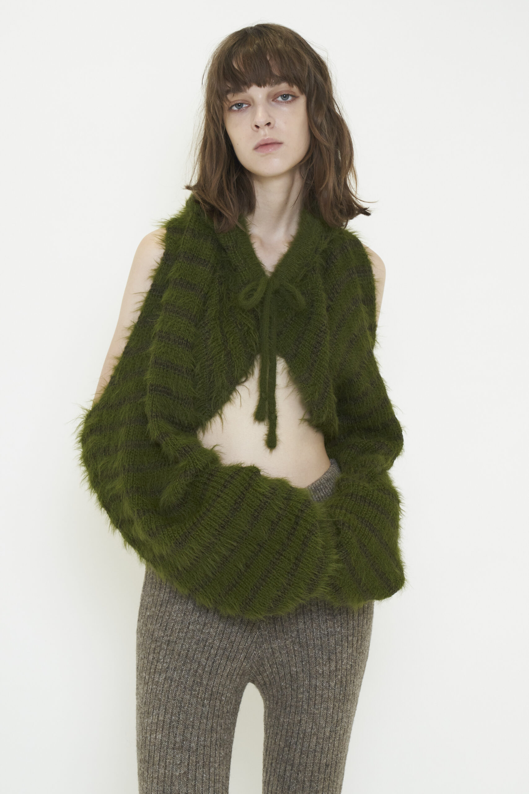 2WAY HOODED MUFFLER KNIT / KHAKI