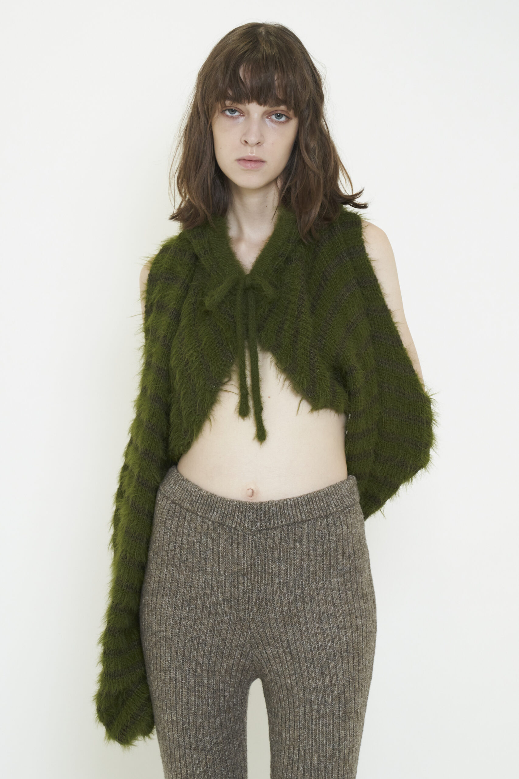 2WAY HOODED MUFFLER KNIT / KHAKI