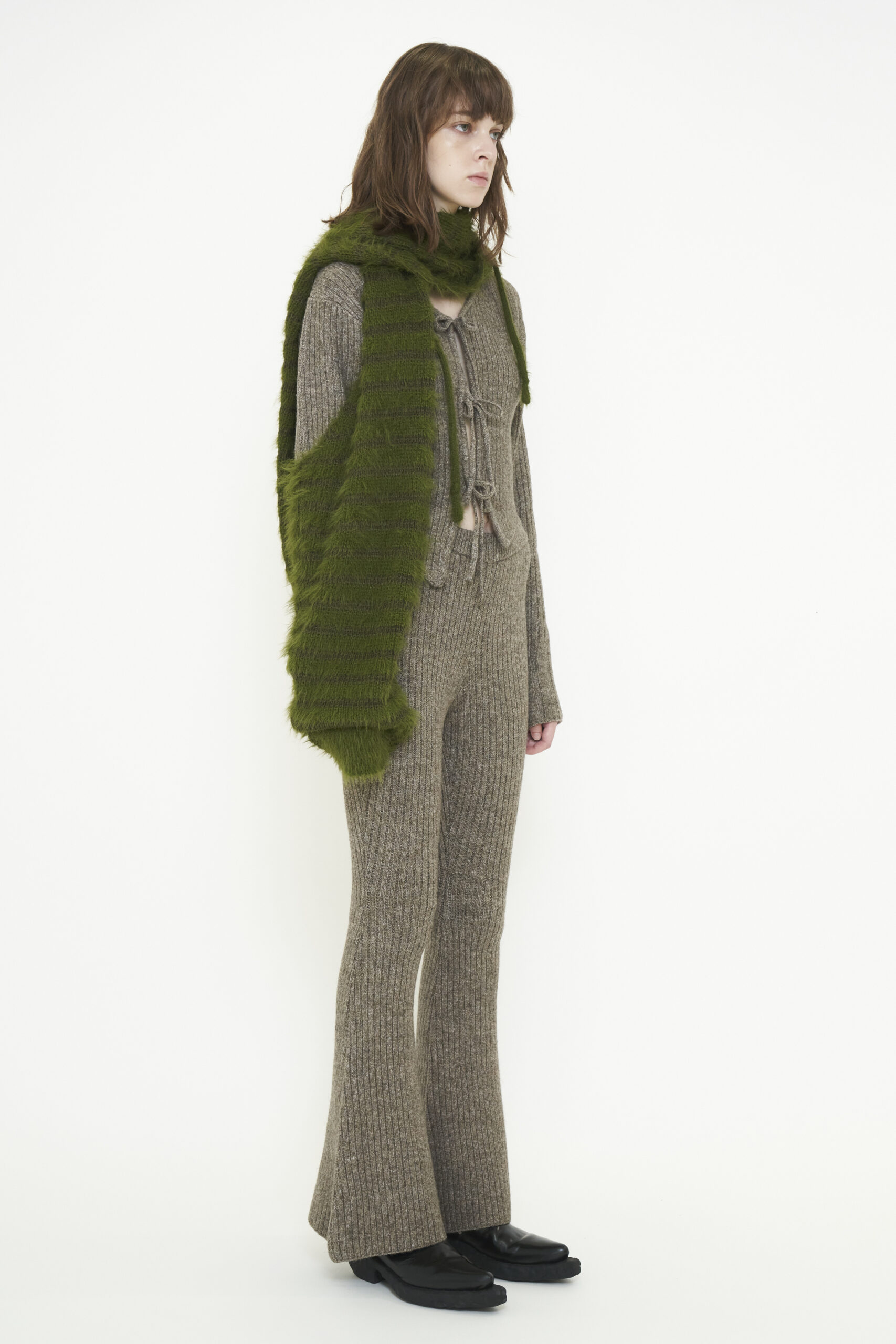 2WAY HOODED MUFFLER KNIT / KHAKI