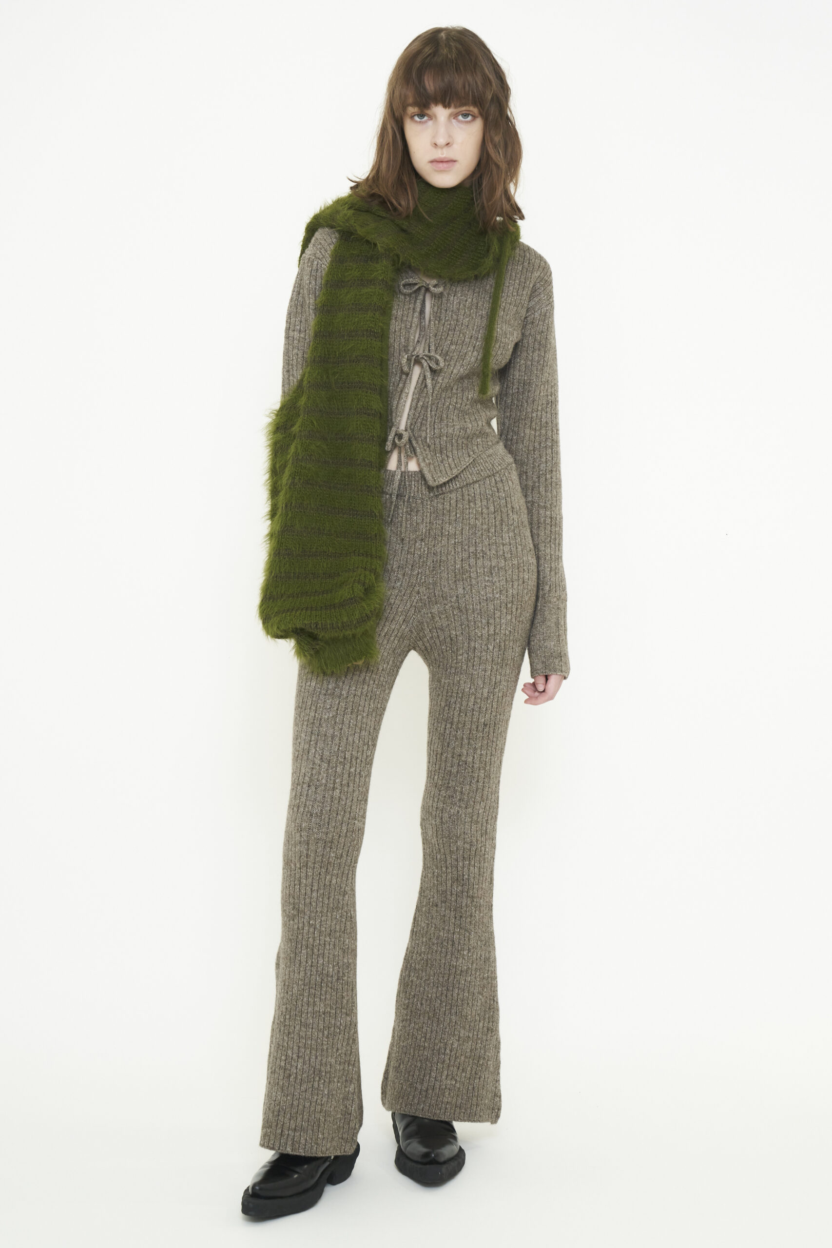 2WAY HOODED MUFFLER KNIT / KHAKI