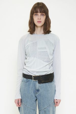 PATCHWORK RIB TOP / GRAY