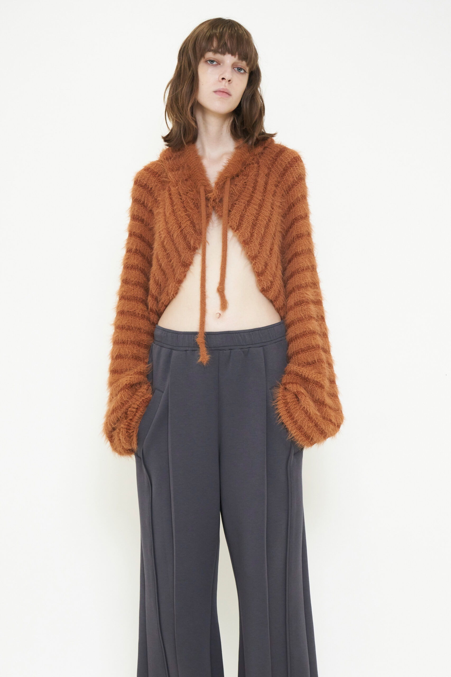 2WAY HOODED MUFFLER KNIT / ORANGE