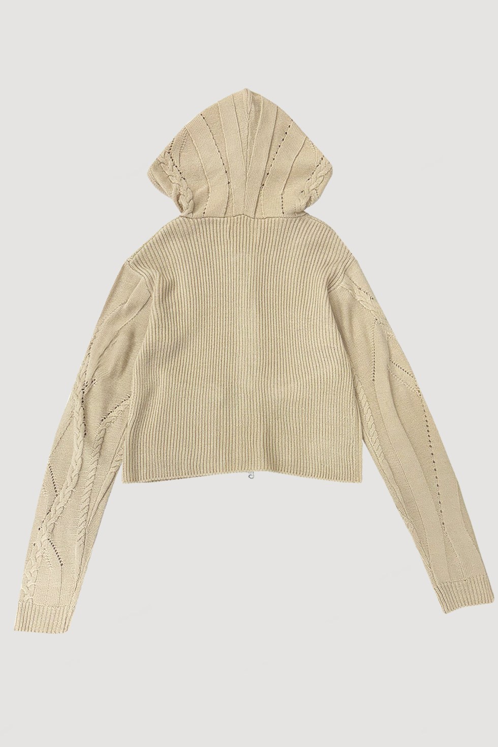 DOUBLE ZIP KNIT HOODIE / IVORY – VIAVANDA