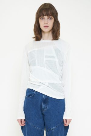 PATCHWORK RIB TOP / WHITE