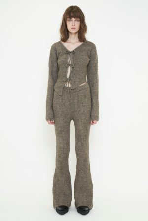 COLOR KNIT FLARE PANTS / GRAY