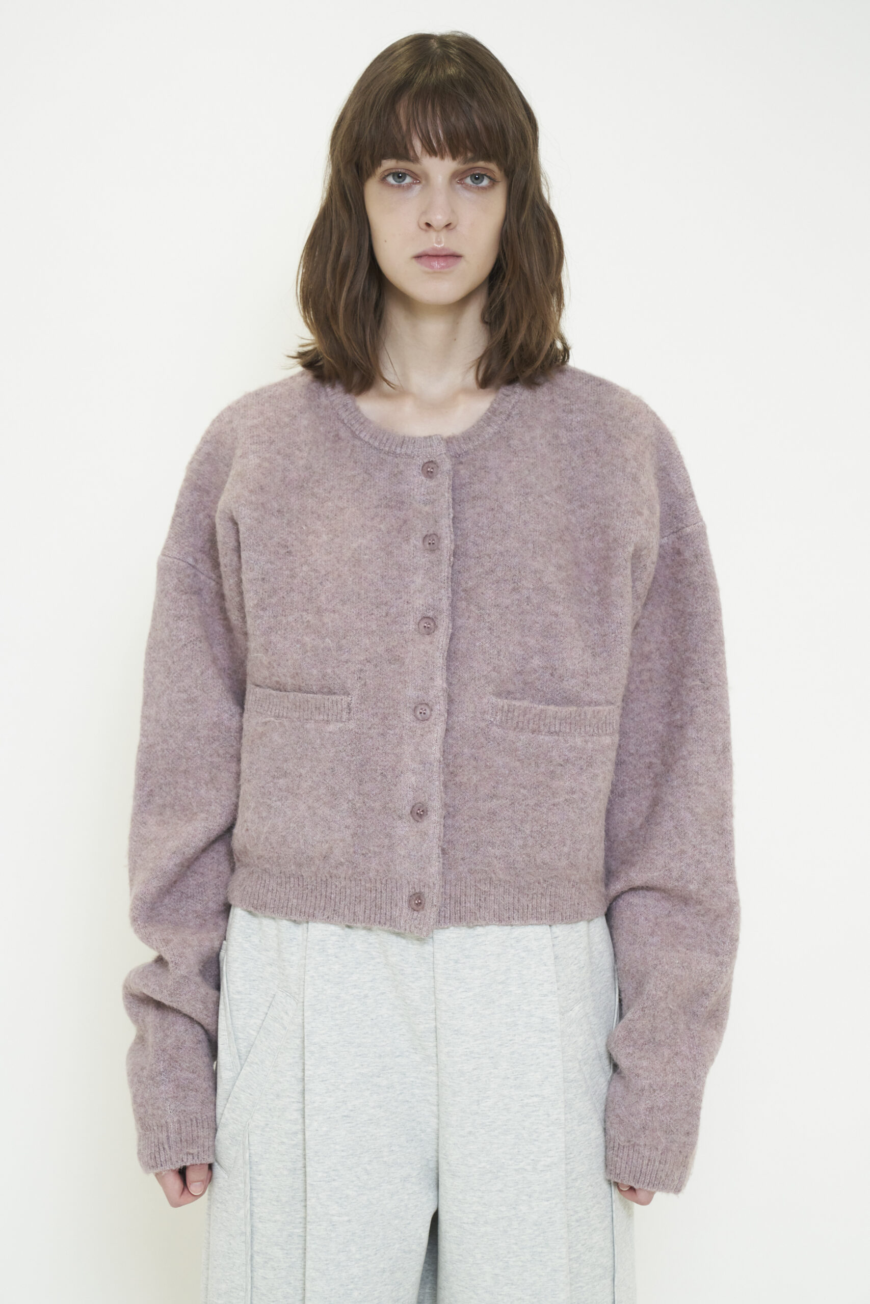 FLUFFY KNIT CARDIGAN / PINK
