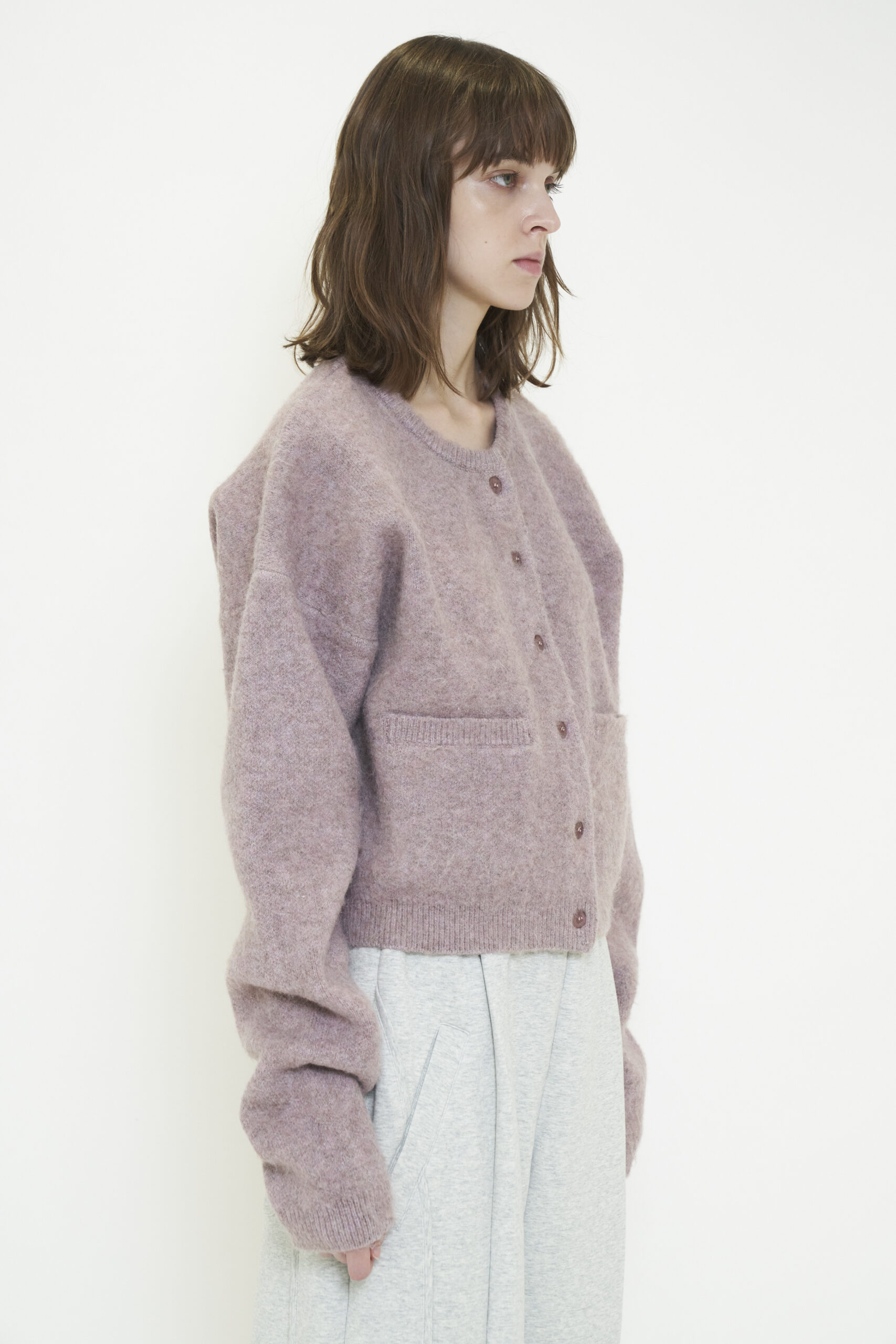 FLUFFY KNIT CARDIGAN / PINK