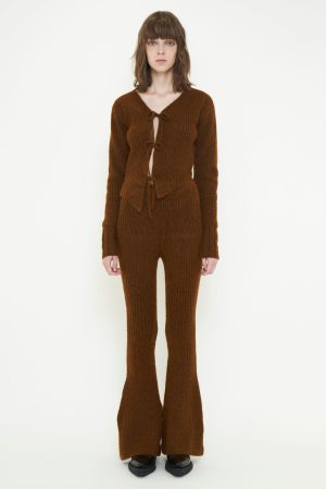 COLOR KNIT FLARE PANTS / ORANGE