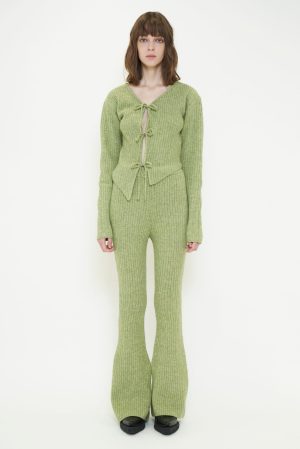 COLOR KNIT FLARE PANTS / GREEN