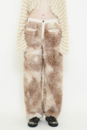 FAKE FUR STRAIGHT PANTS / IVORY