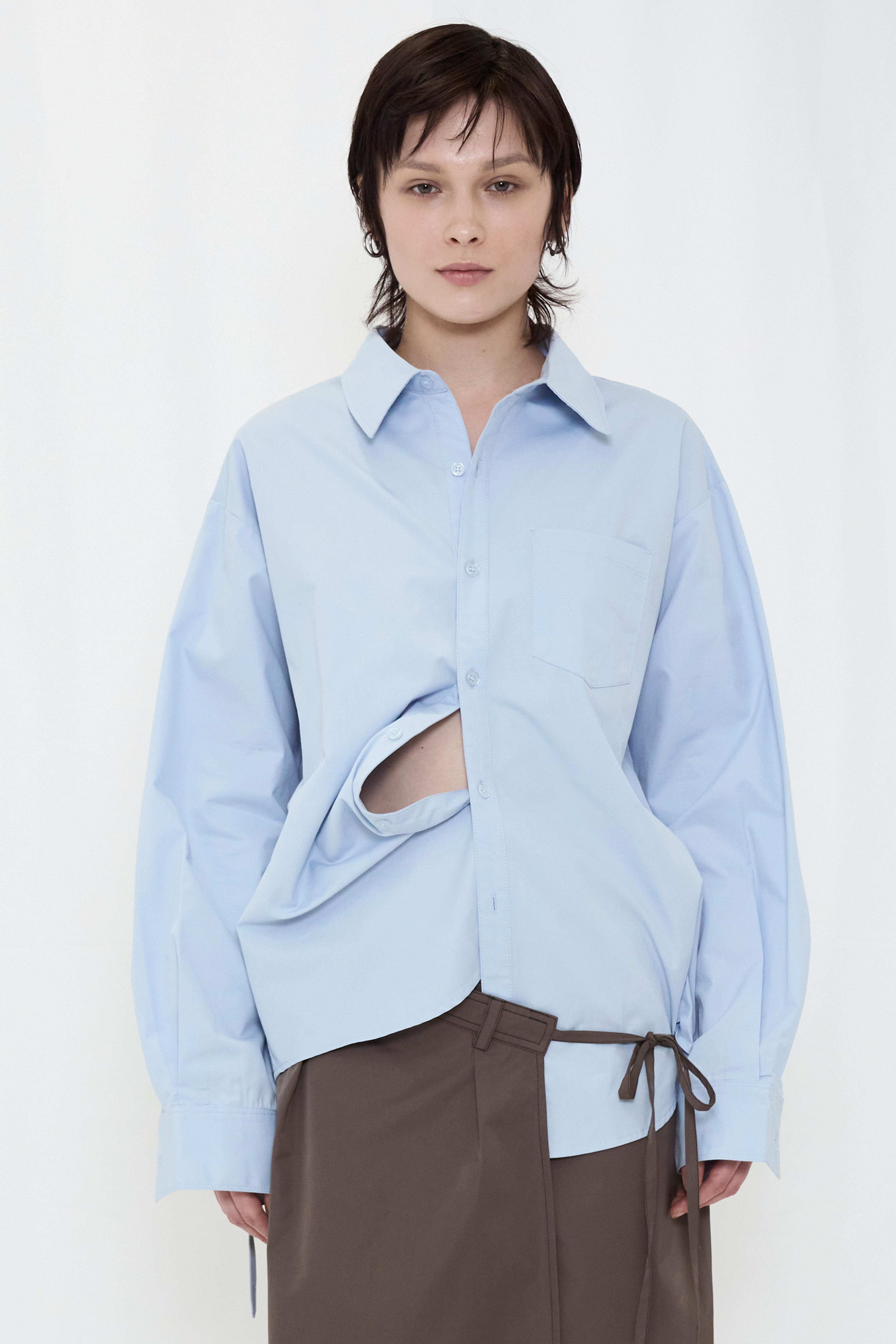 2WAY BUTTON BIG SHIRT / BLUE