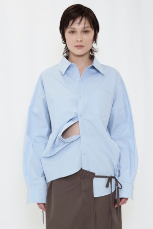 2WAY BUTTON BIG SHIRT / BLUE