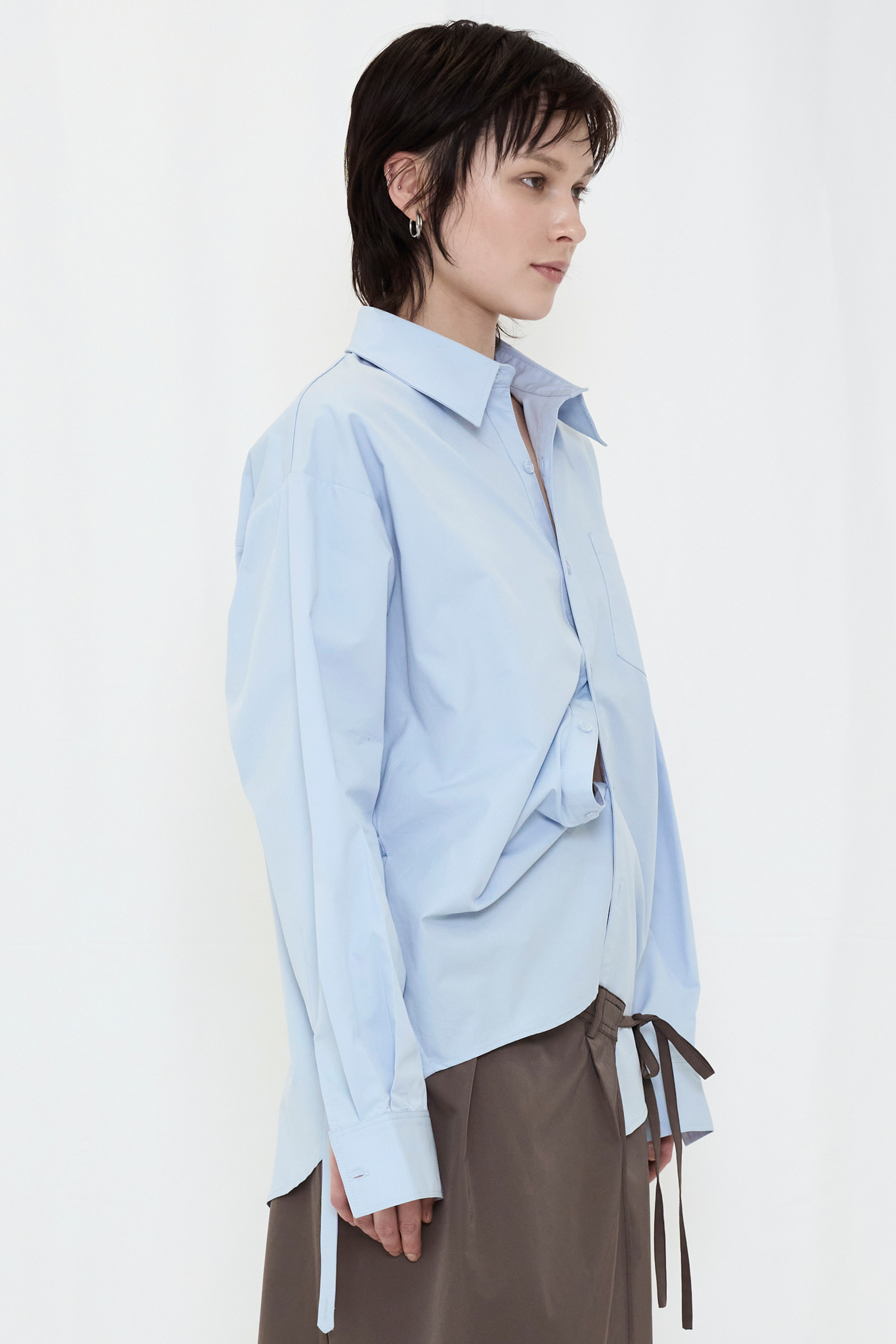 2WAY BUTTON BIG SHIRT / BLUE