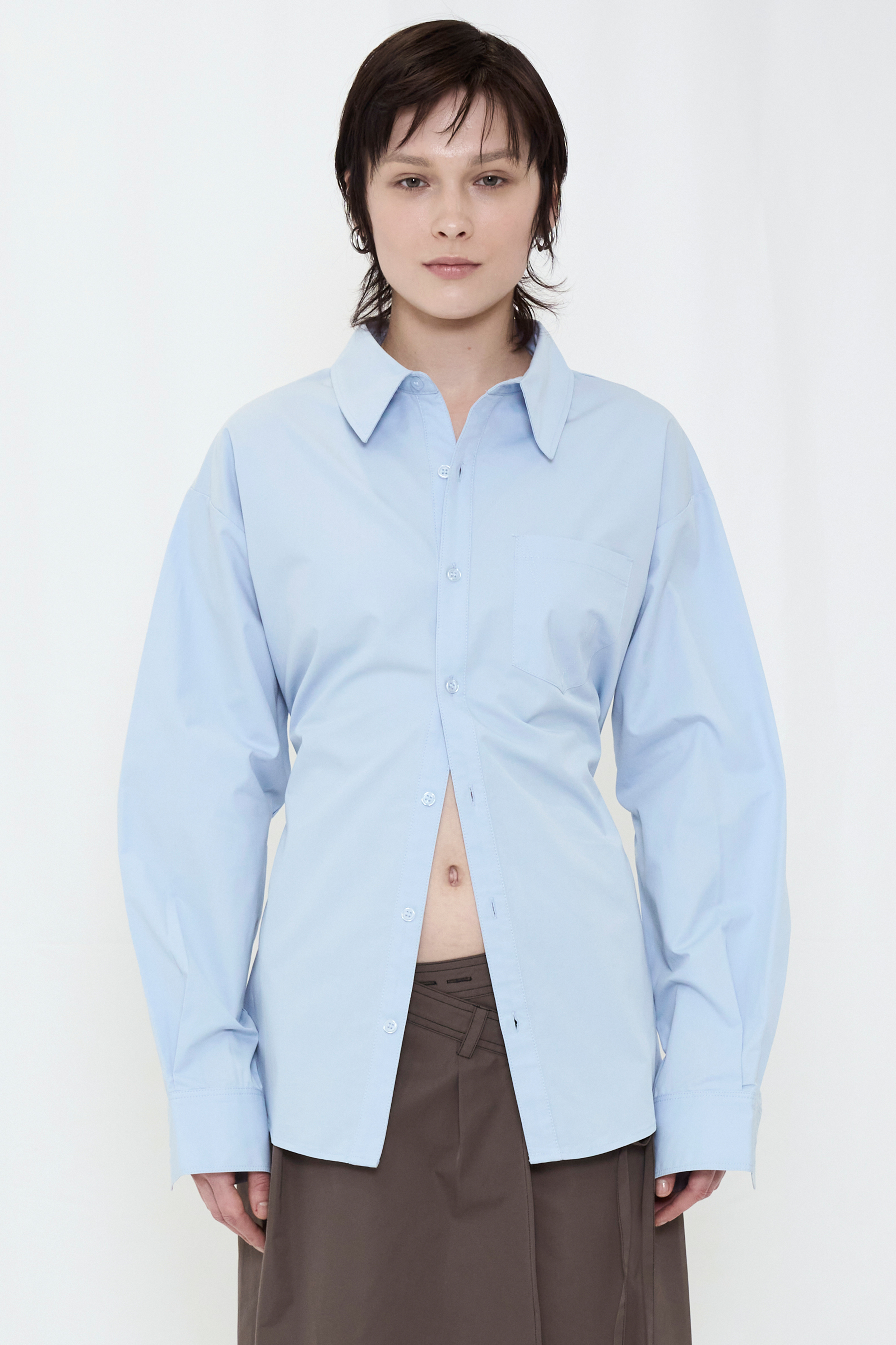 2WAY BUTTON BIG SHIRT / BLUE