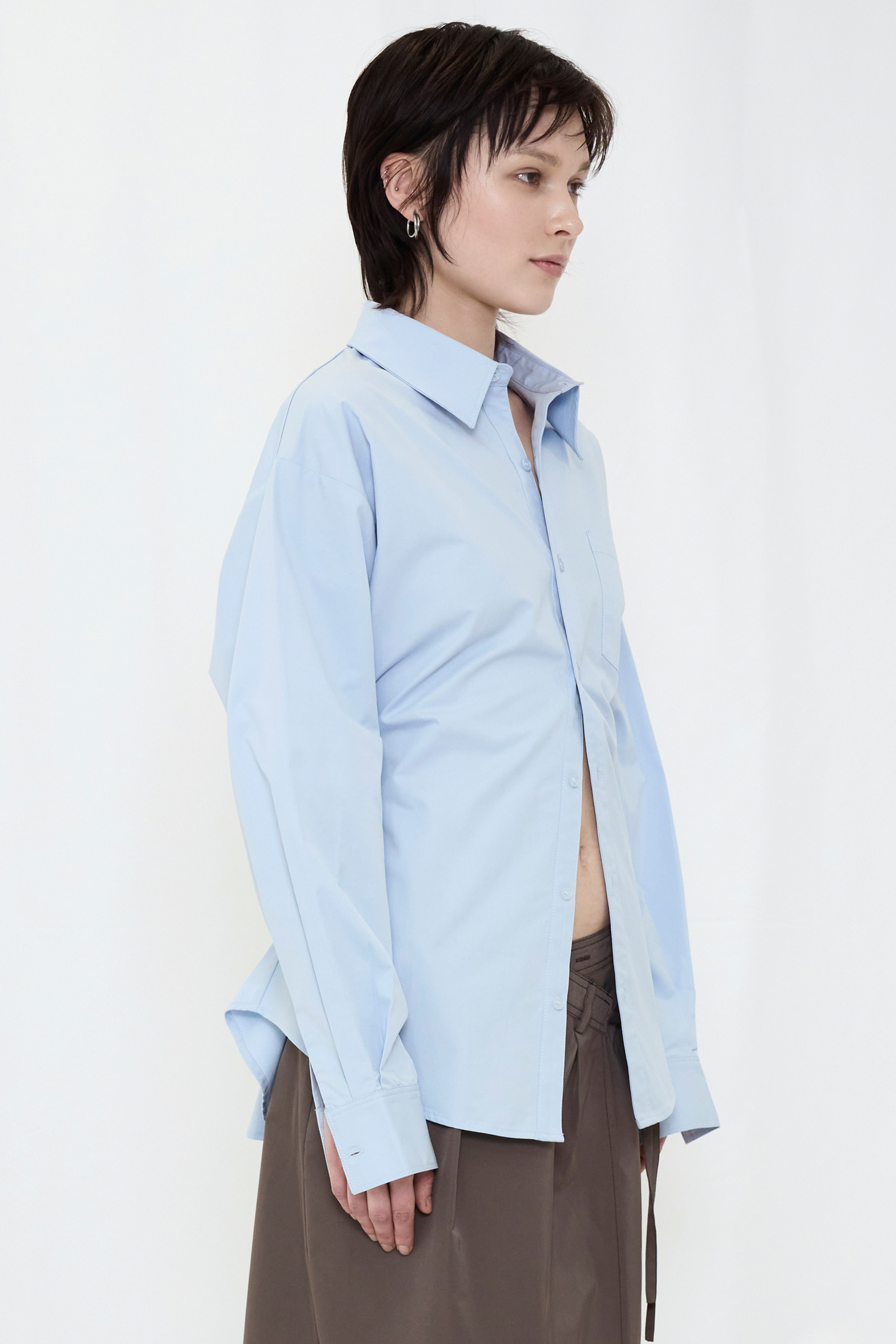 2WAY BUTTON BIG SHIRT / BLUE