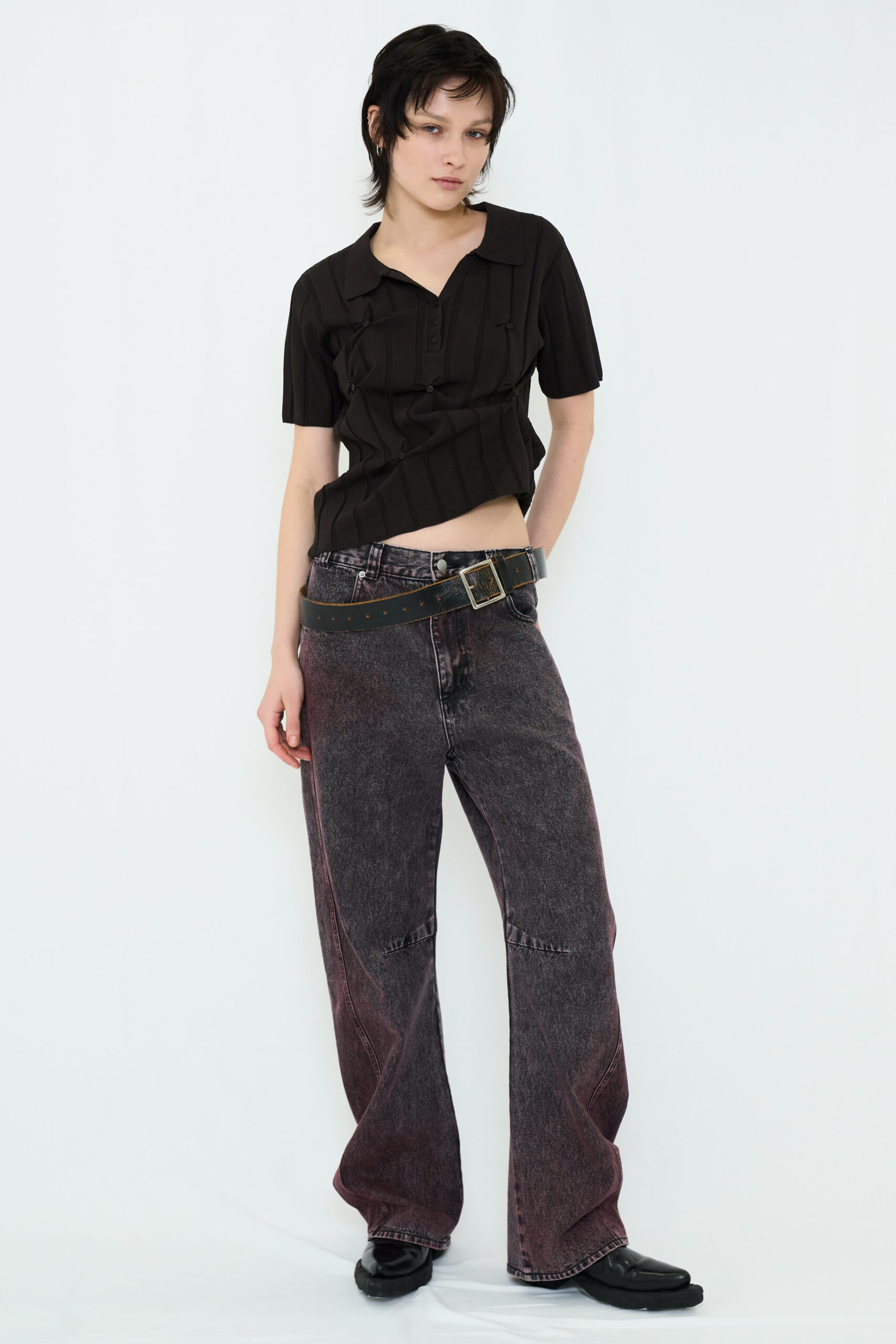 【POP UP】SMOOTH KNIT POLO SHIRT / CHARCOAL