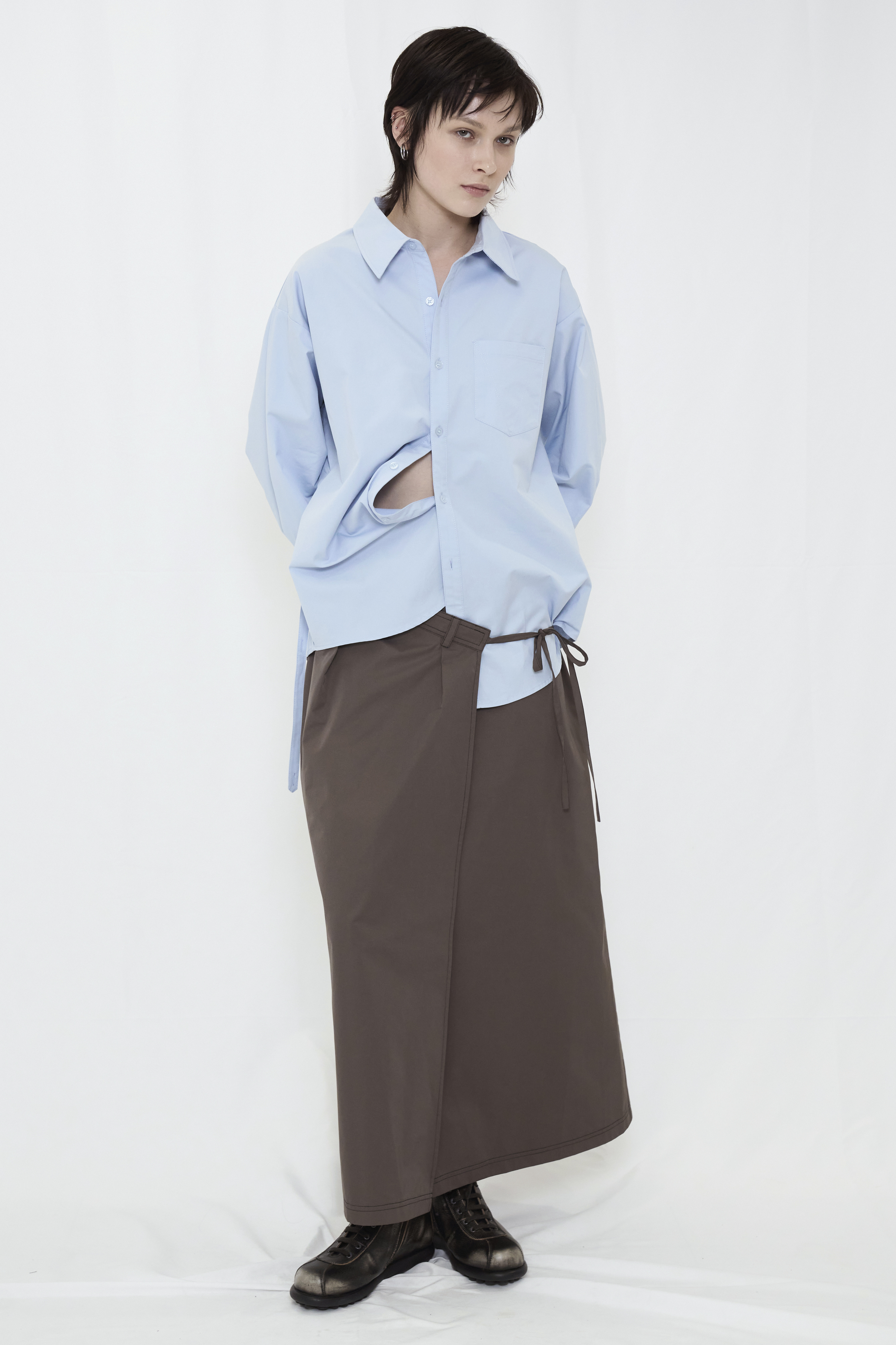 2WAY BUTTON BIG SHIRT / BLUE