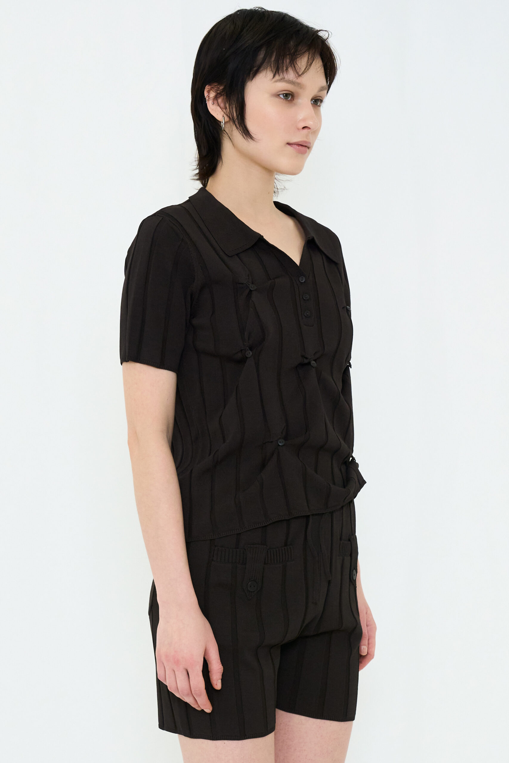 【POP UP】SMOOTH KNIT POLO SHIRT / CHARCOAL