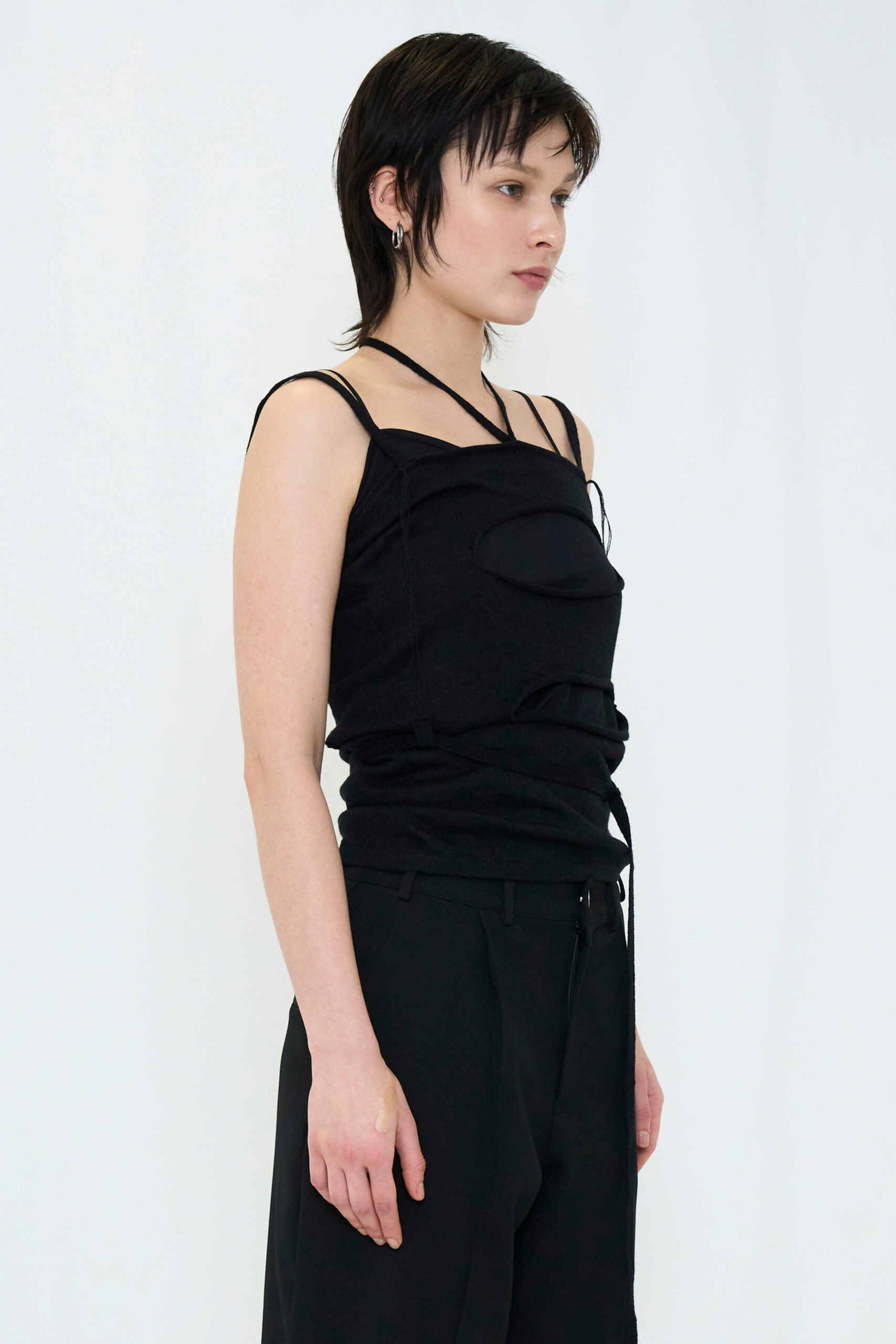 【POP UP】 LAYERED KNIT CAMISOLE / BLACK