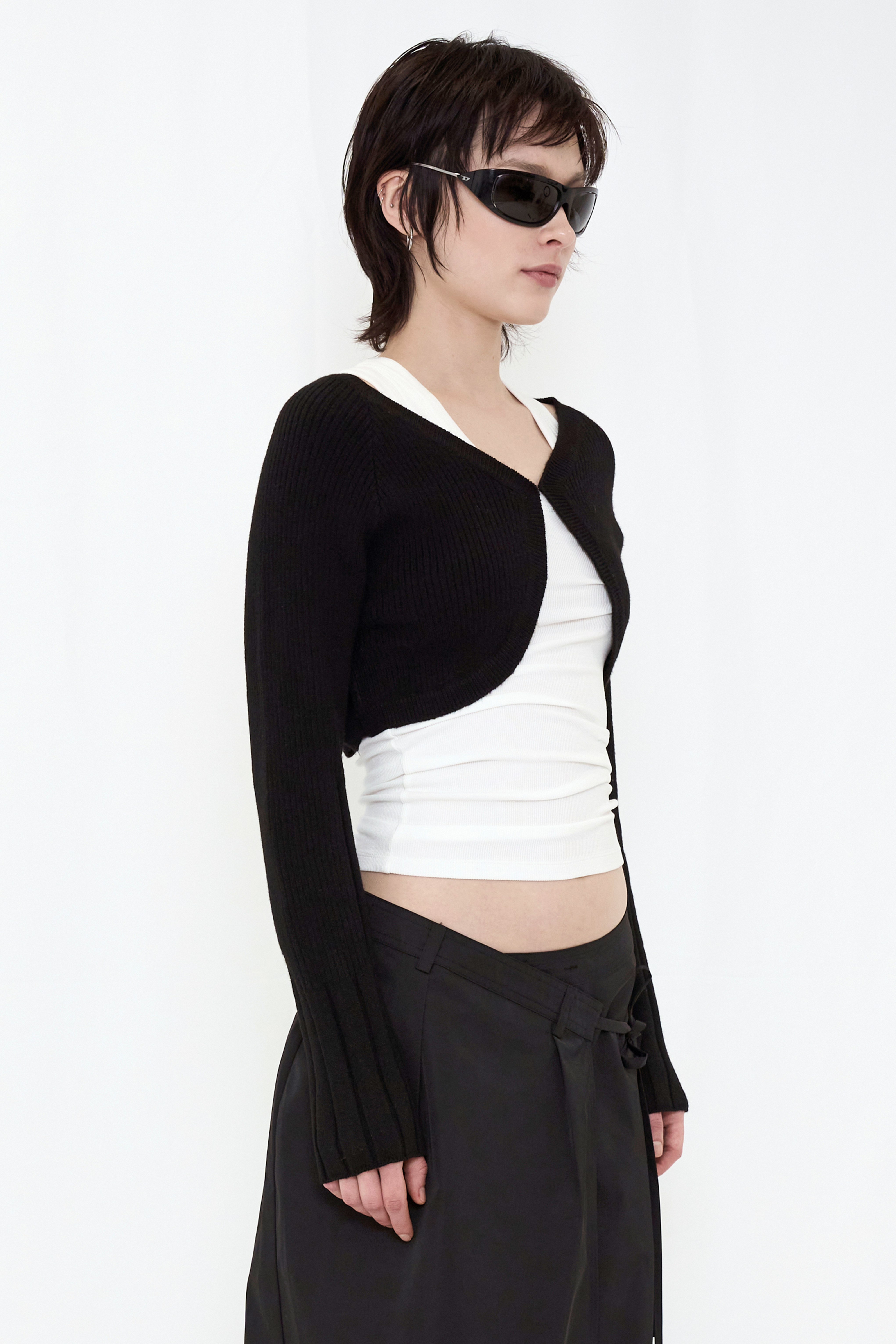 KNIT BOLERO CARDIGAN / BLACK