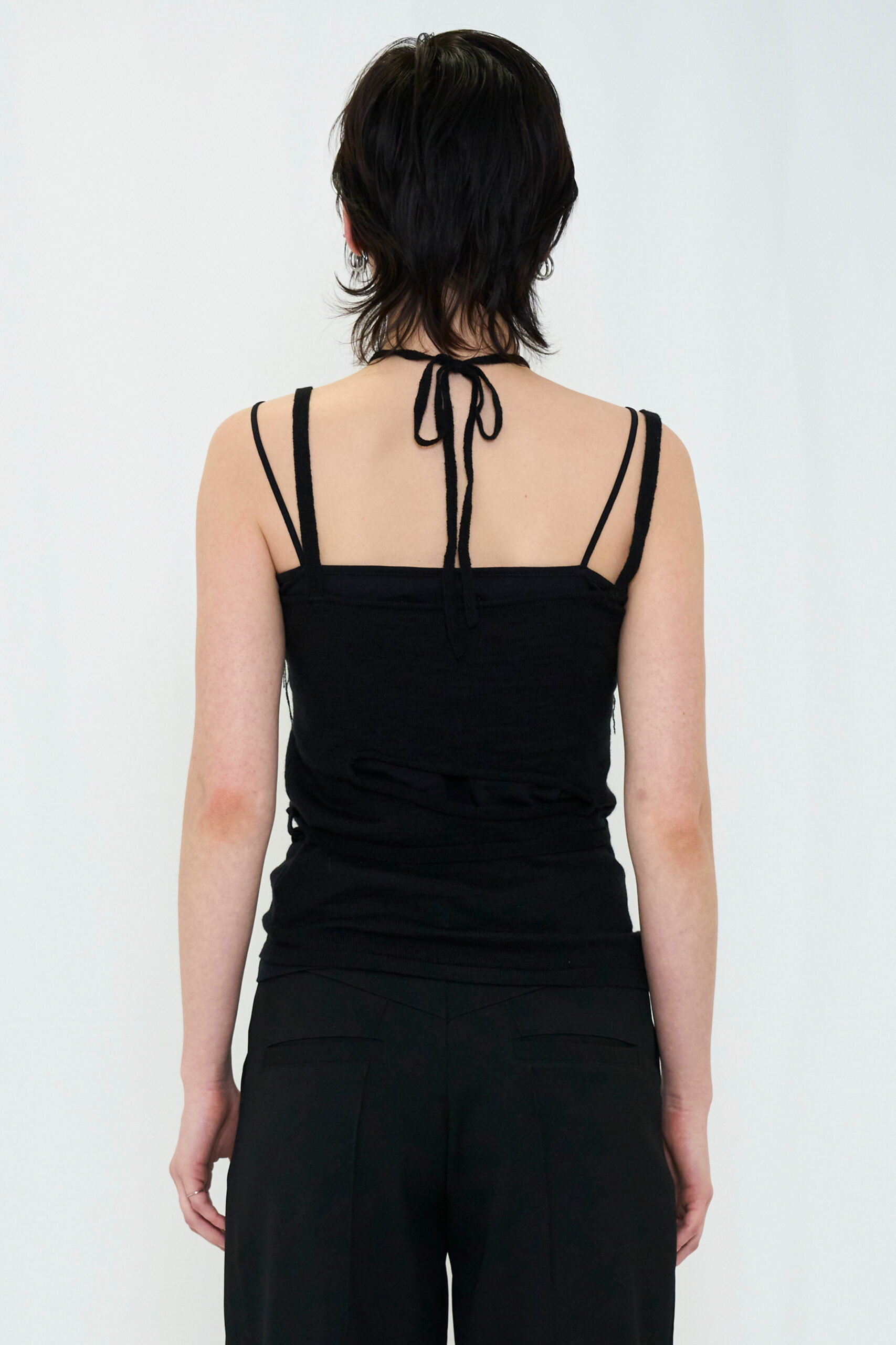 【POP UP】 LAYERED KNIT CAMISOLE / BLACK