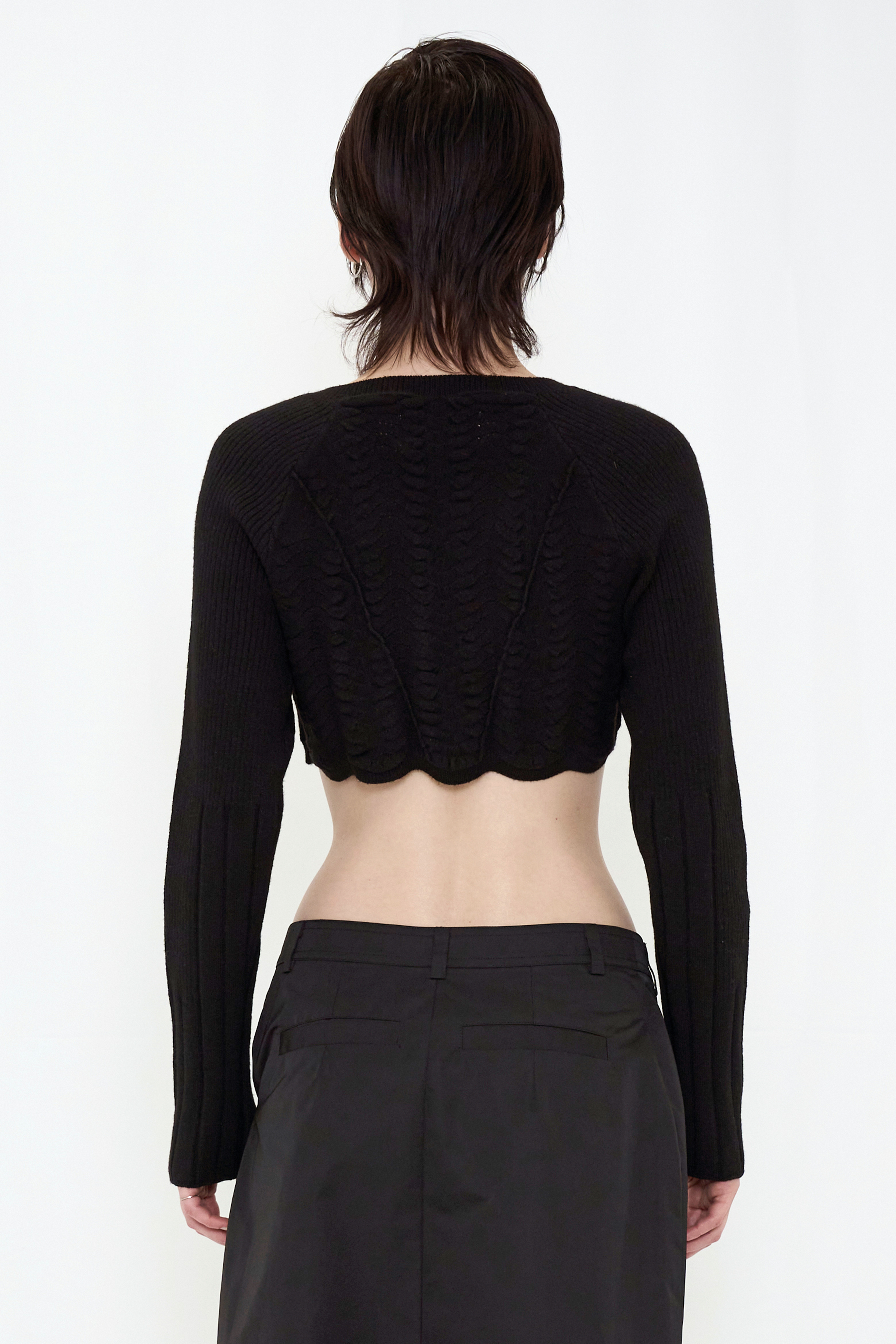 KNIT BOLERO CARDIGAN / BLACK