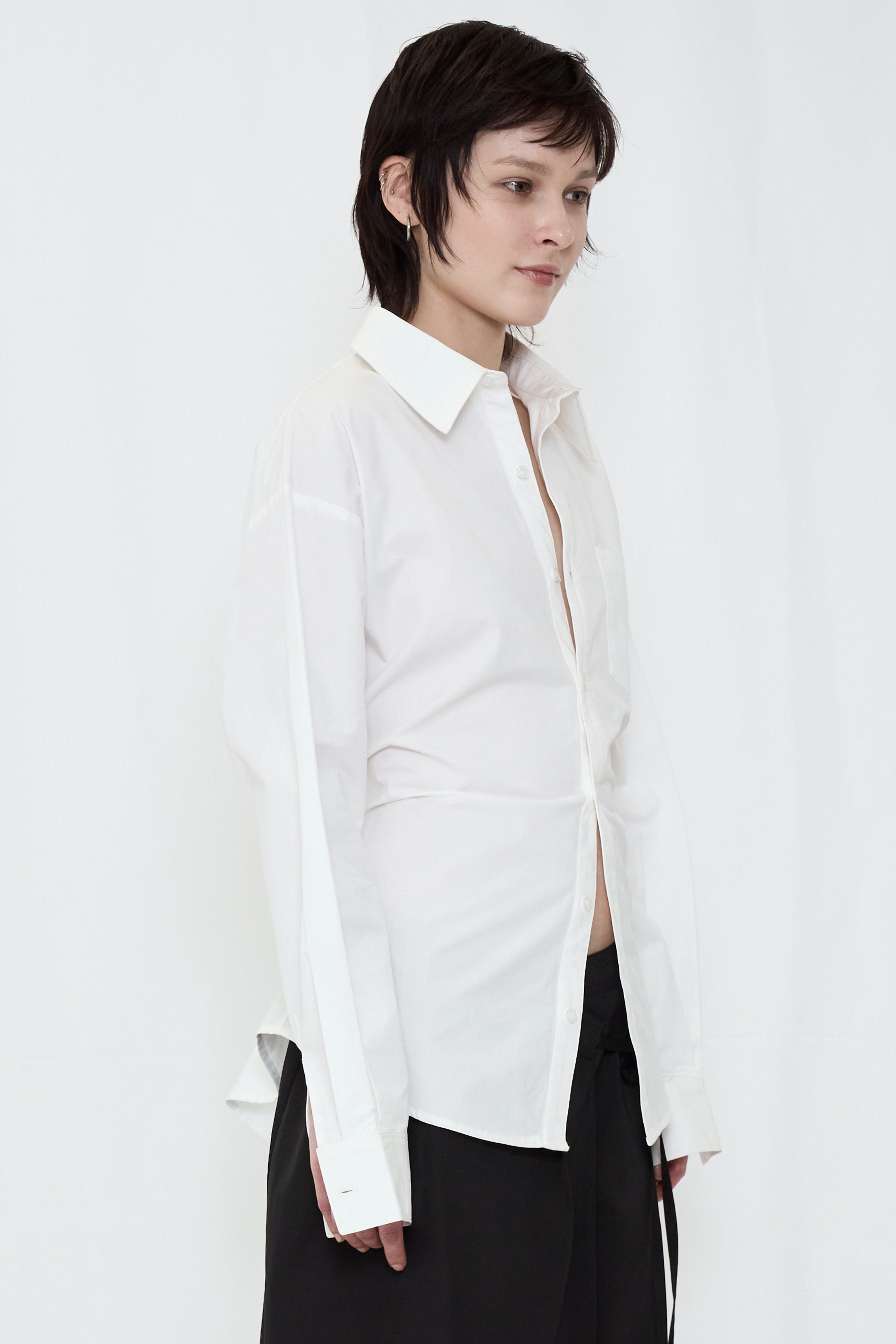 2WAY BUTTON BIG SHIRT / WHITE