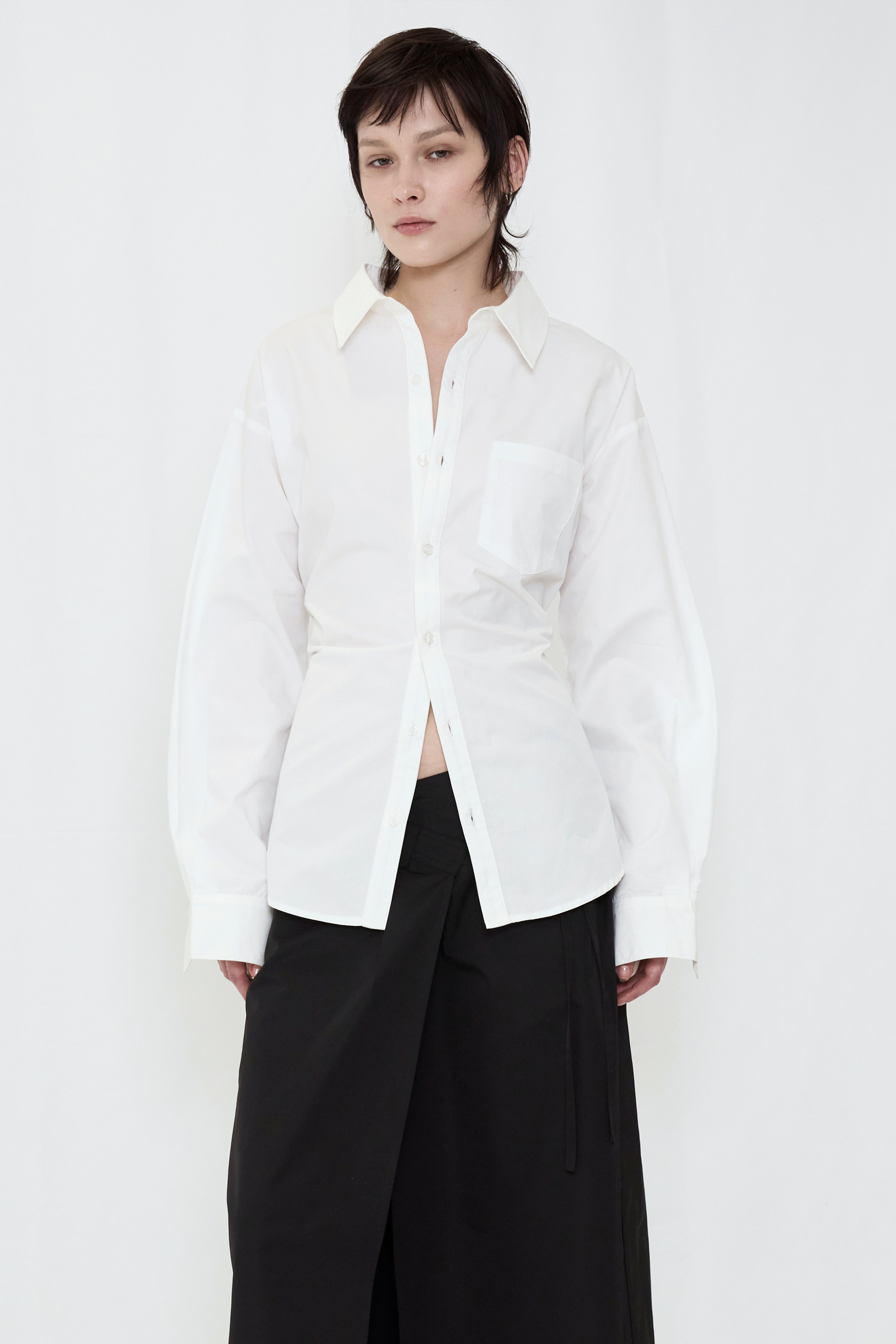 2WAY BUTTON BIG SHIRT / WHITE