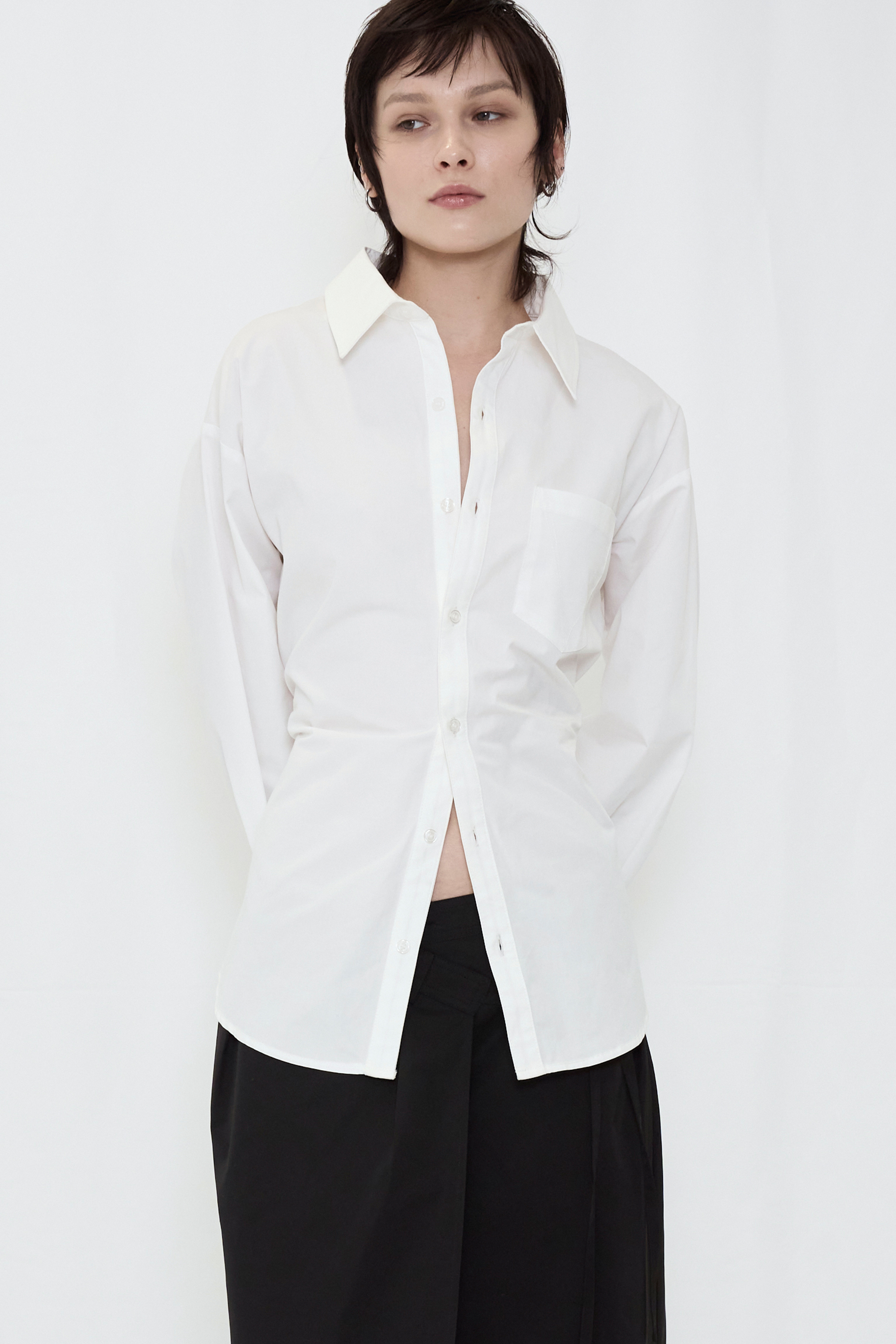2WAY BUTTON BIG SHIRT / WHITE