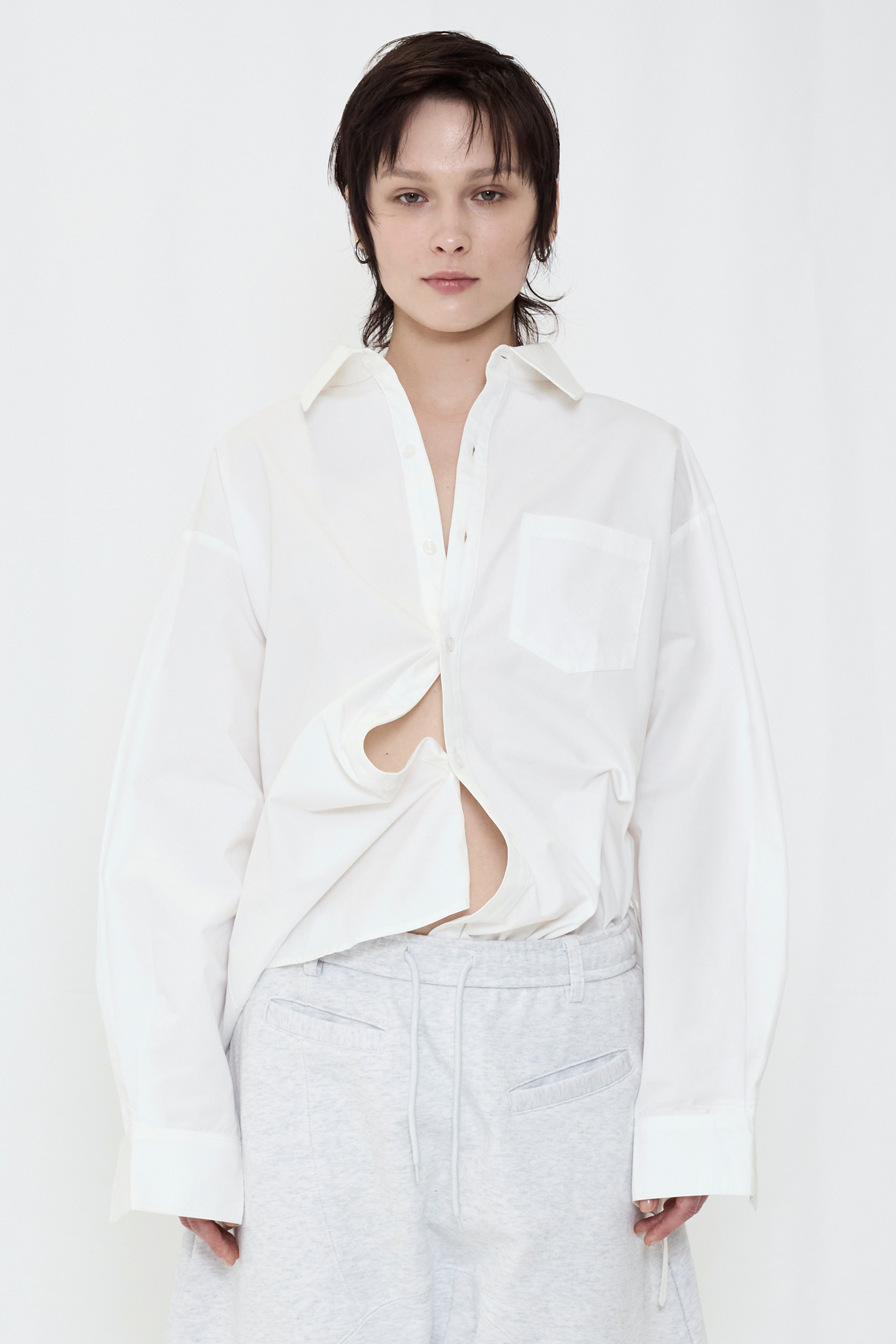 2WAY BUTTON BIG SHIRT / WHITE